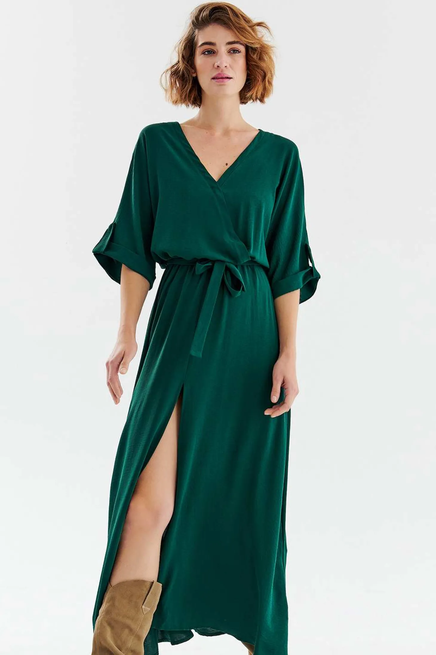 Długa sukienka z wiązaniem Emerald Dream