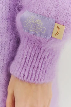 Długi kardigan moherowy Lavender Blush