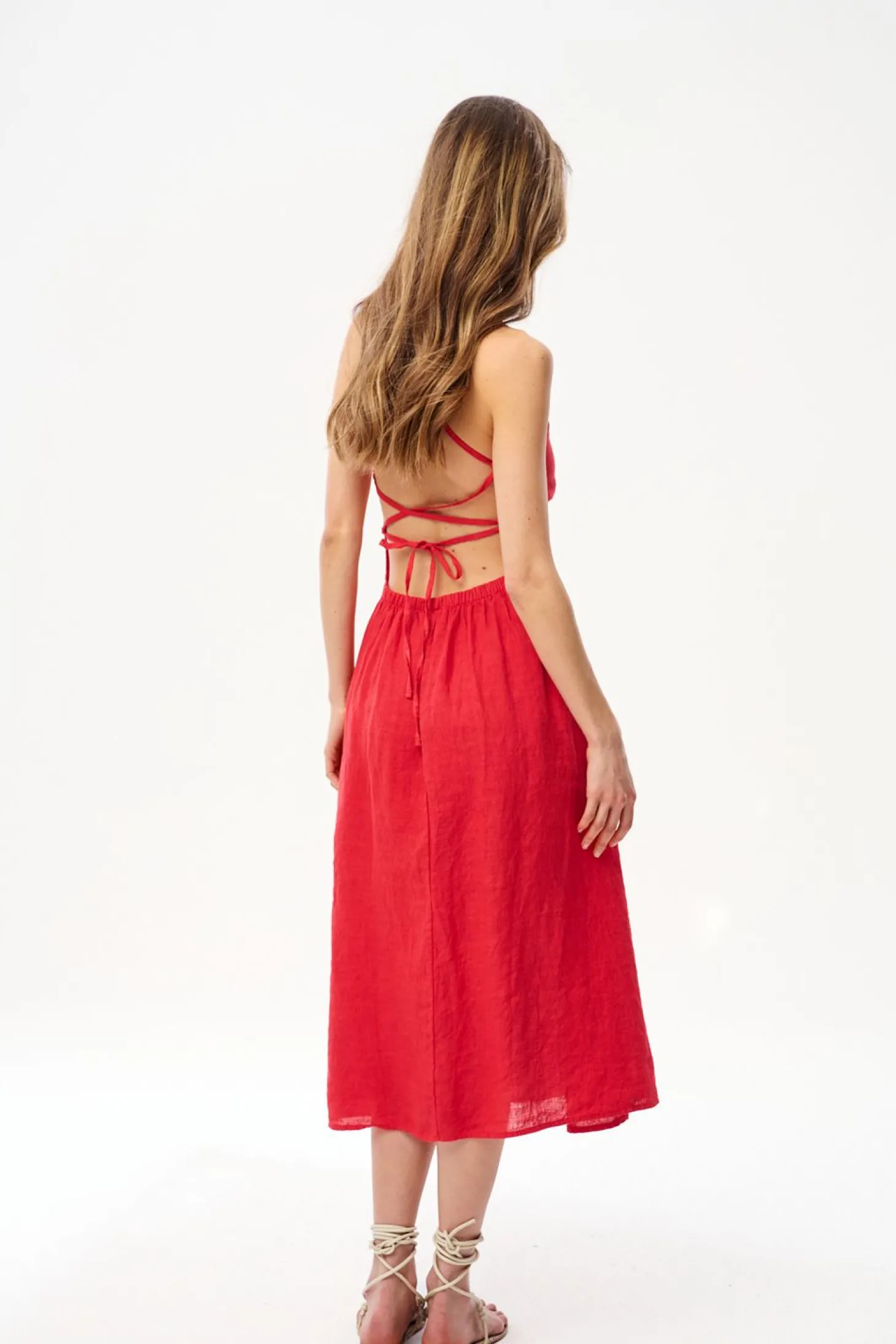 Lniana sukienka midi Cherry Trouble