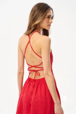 Lniana sukienka midi Cherry Trouble