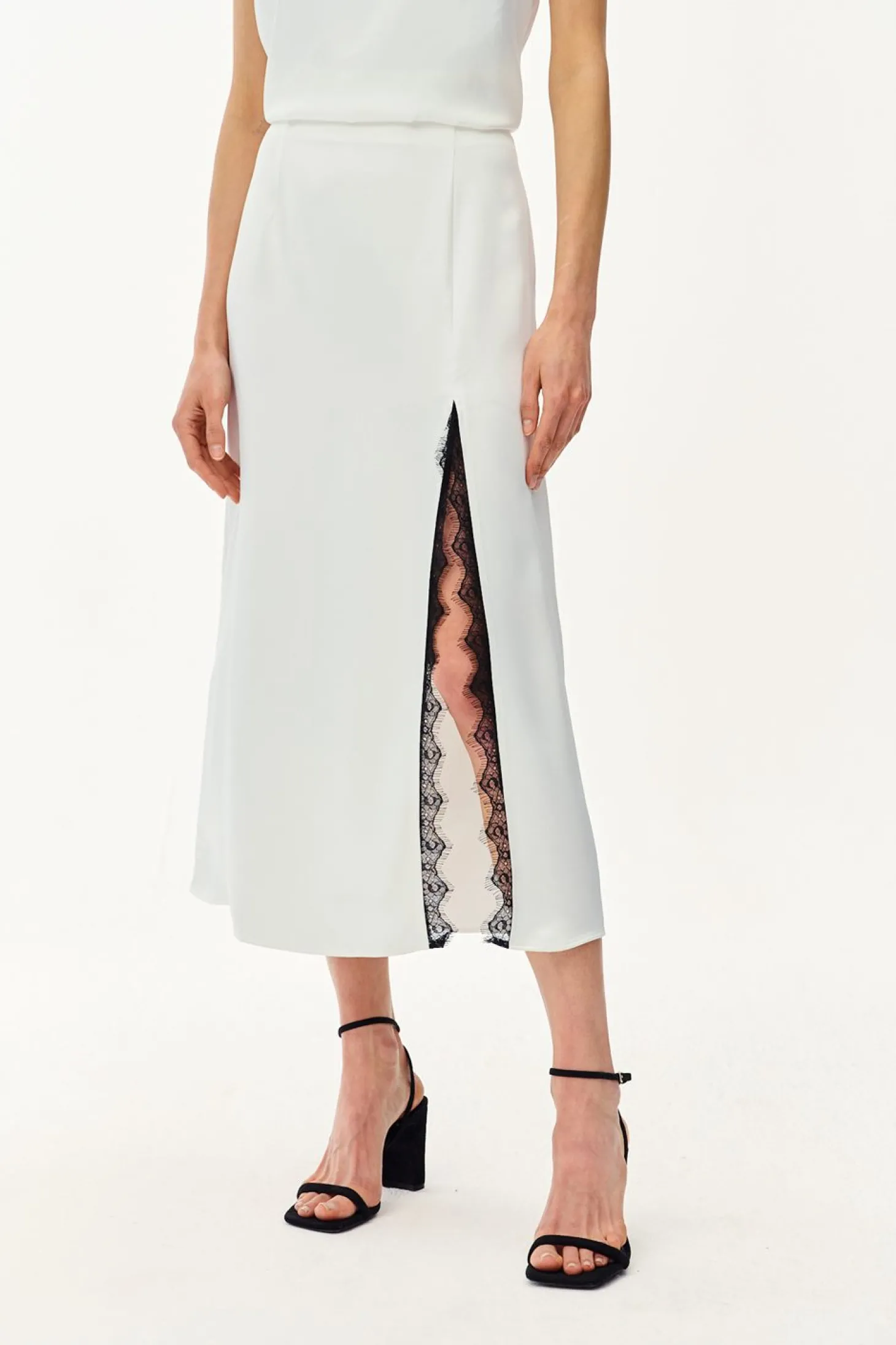 Spódnica midi z koronką Mystic Blush