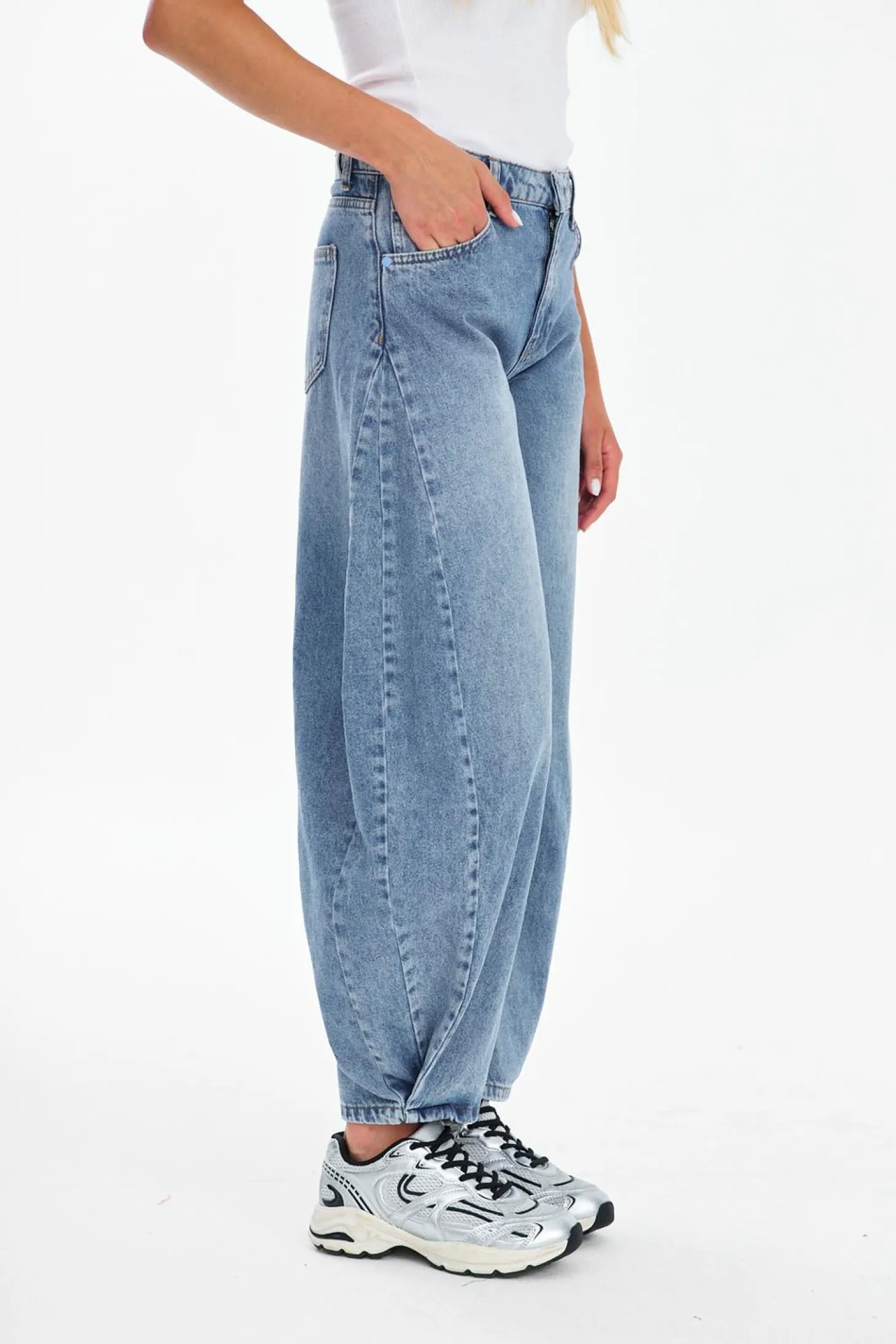 Spodnie jeansowe barrel Morning Mist