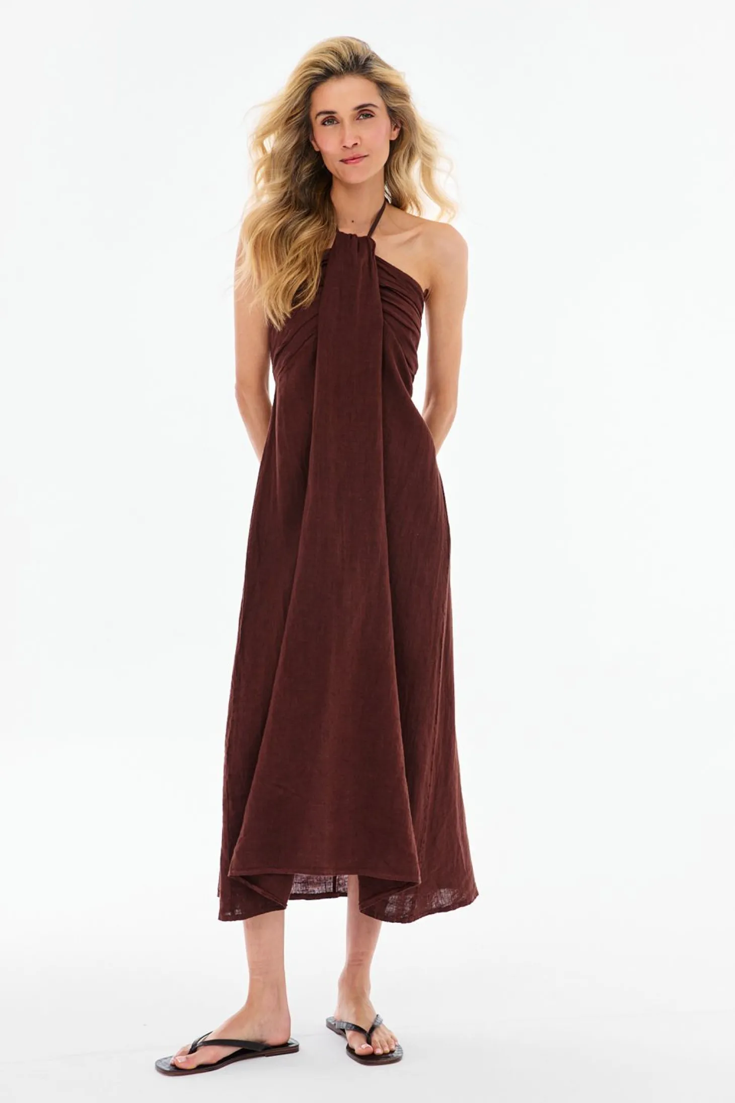 Sukienka lniana Deep Tan