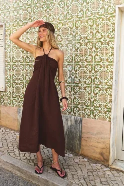 Sukienka lniana Deep Tan