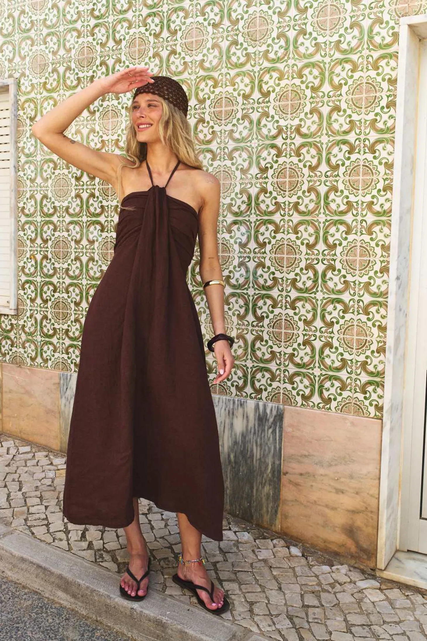 Sukienka lniana Deep Tan