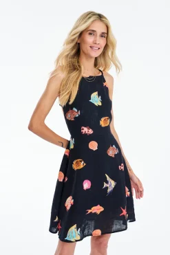 Sukienka lniana mini Dark Waters