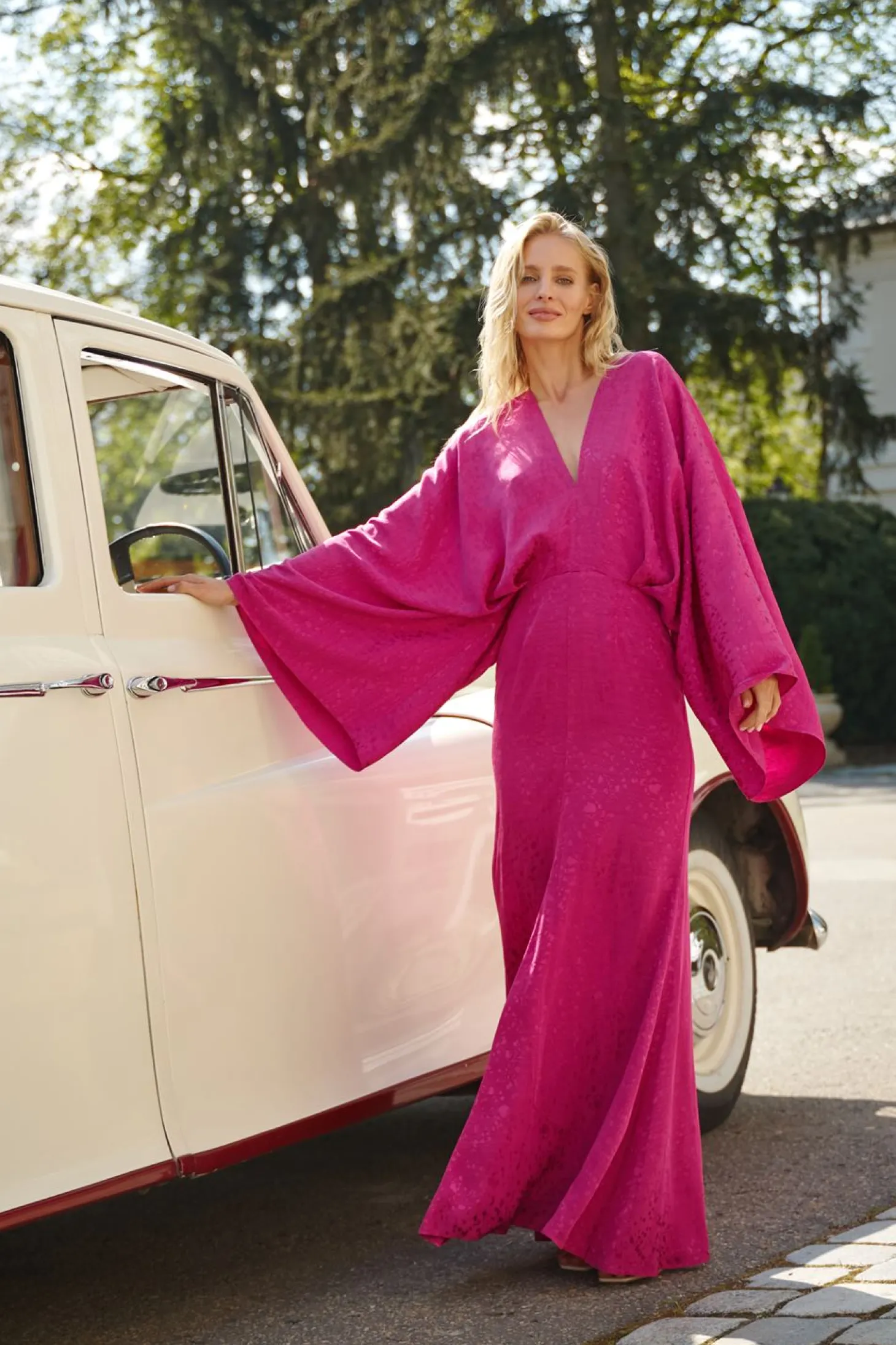 Sukienka maxi Blooming Fuchsia