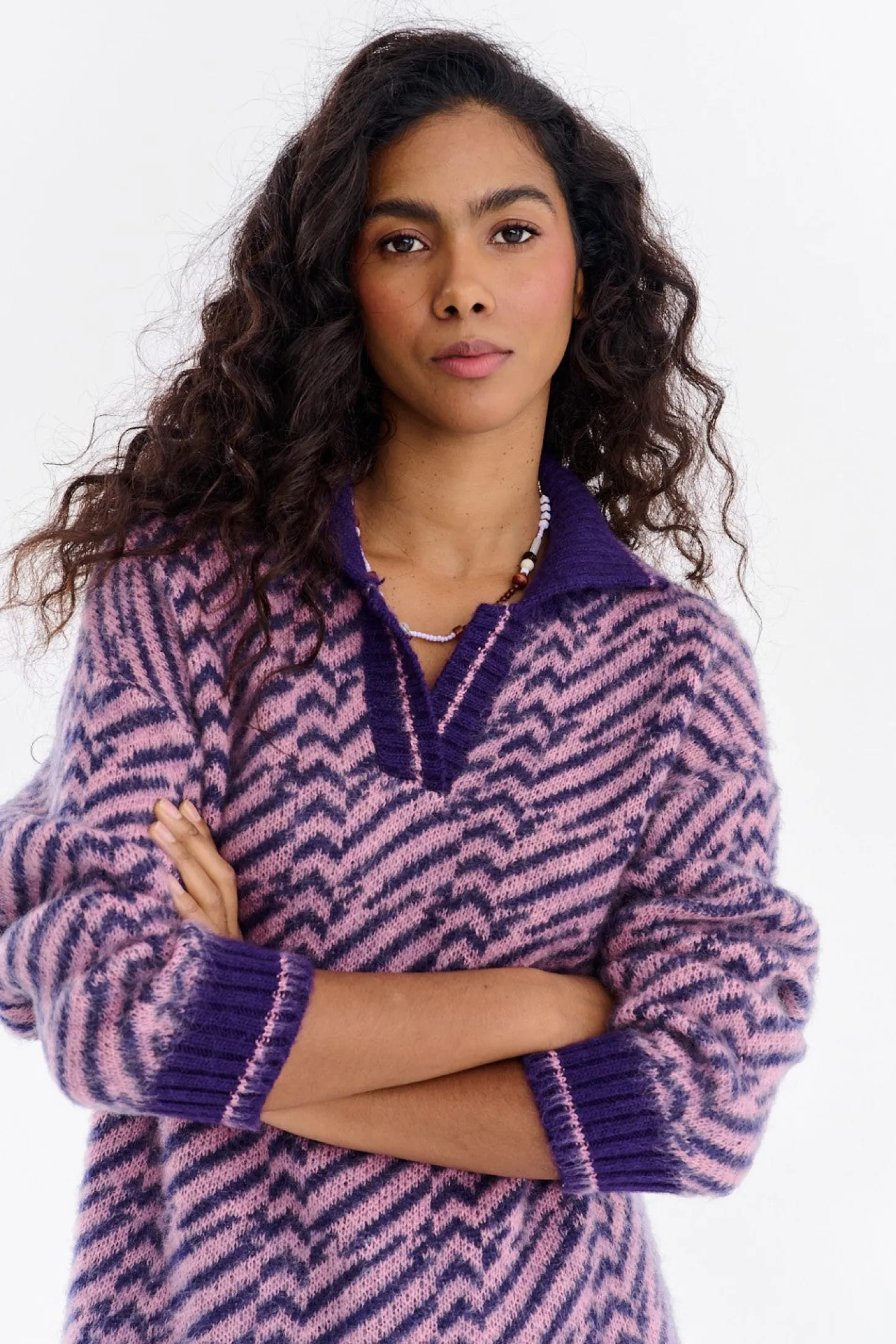 Sweter polo z moherem Touch of Mood