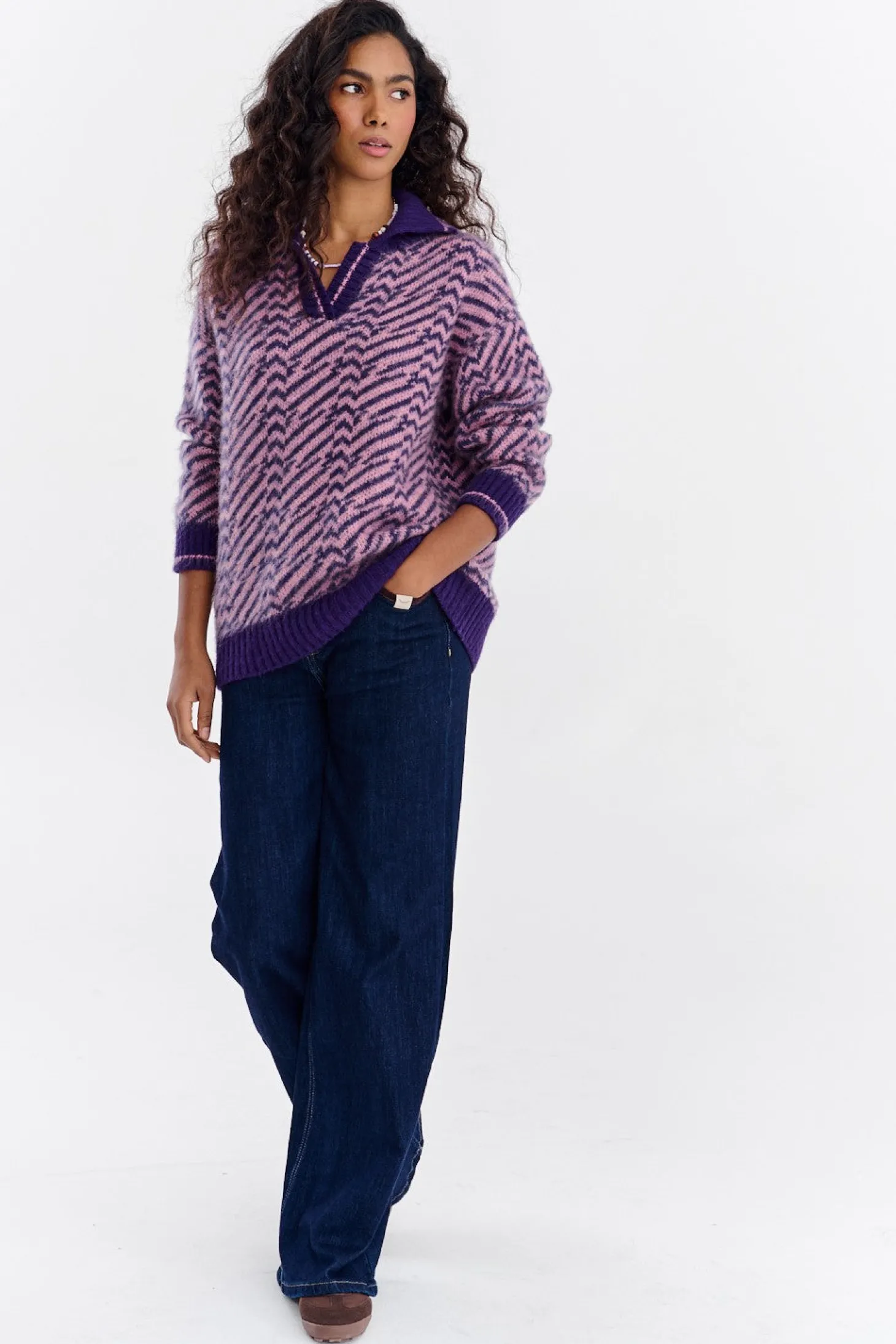 Sweter polo z moherem Touch of Mood