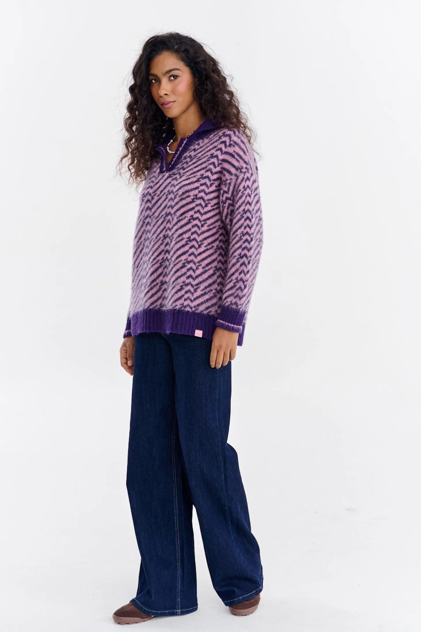 Sweter polo z moherem Touch of Mood