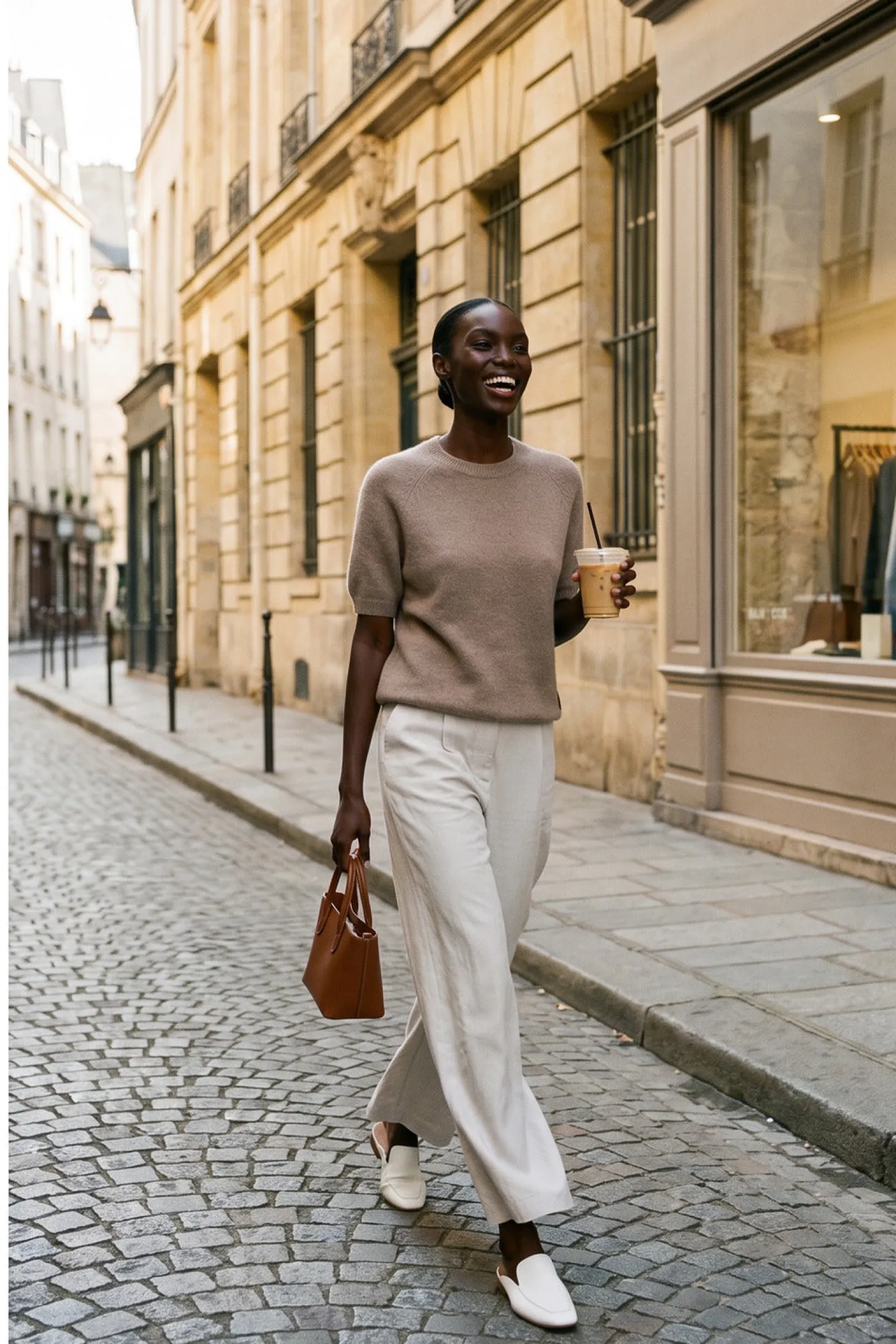 Sweter z krótkim rękawem Soft Cappuccino