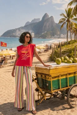 Szerokie spodnie lniane Copacabana