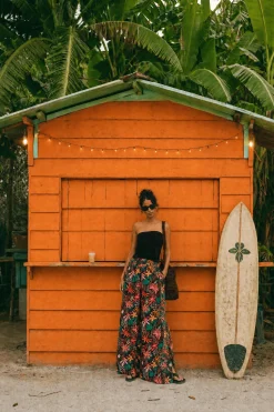 Szerokie spodnie lniane Deep Tropics